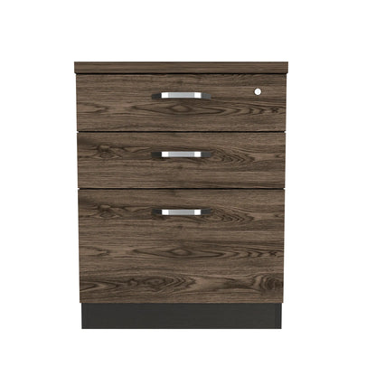 Archivador 3 Cajones Bajo Home Office - Negro Soft / Coñac