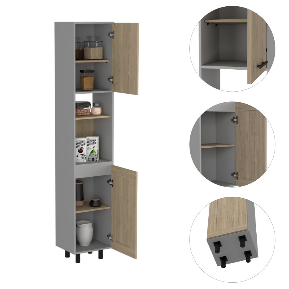 Alacena Kitchen Hasselt, Gris y Rovere, con dos puertas batientes y variedad de entrepaños - vista 5