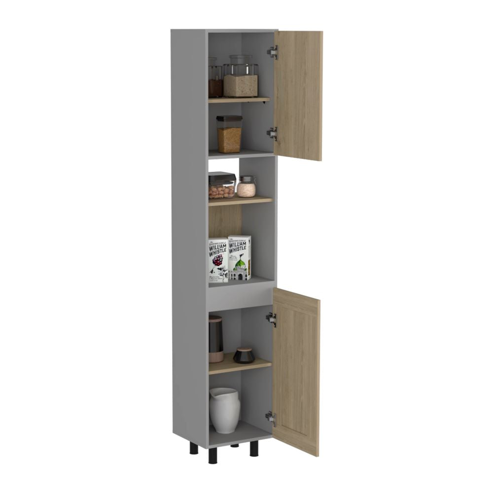 Alacena Kitchen Hasselt, Gris y Rovere, con dos puertas batientes y variedad de entrepaños - vista 1