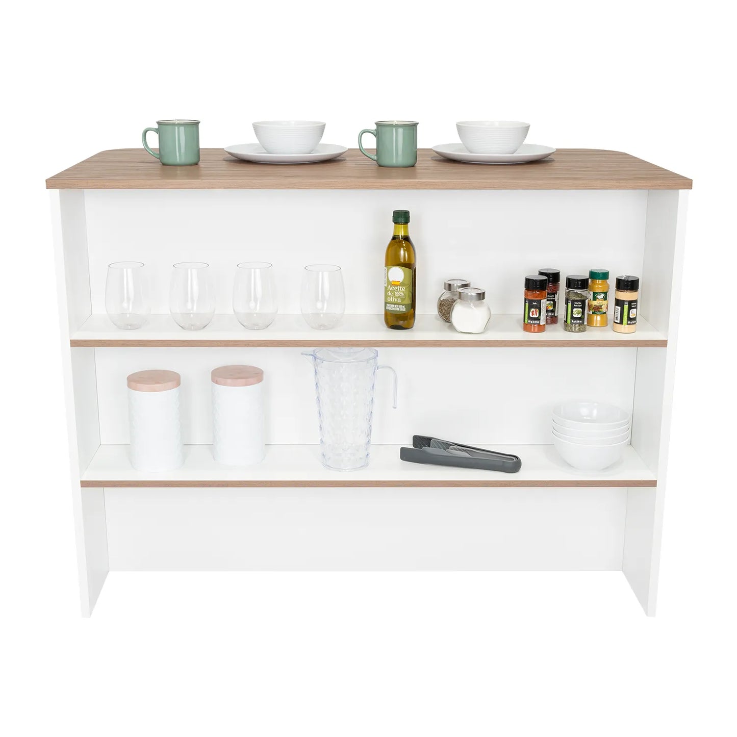 Barra Auxiliar De Cocina Fendi - Blanco Marquez / Castaño