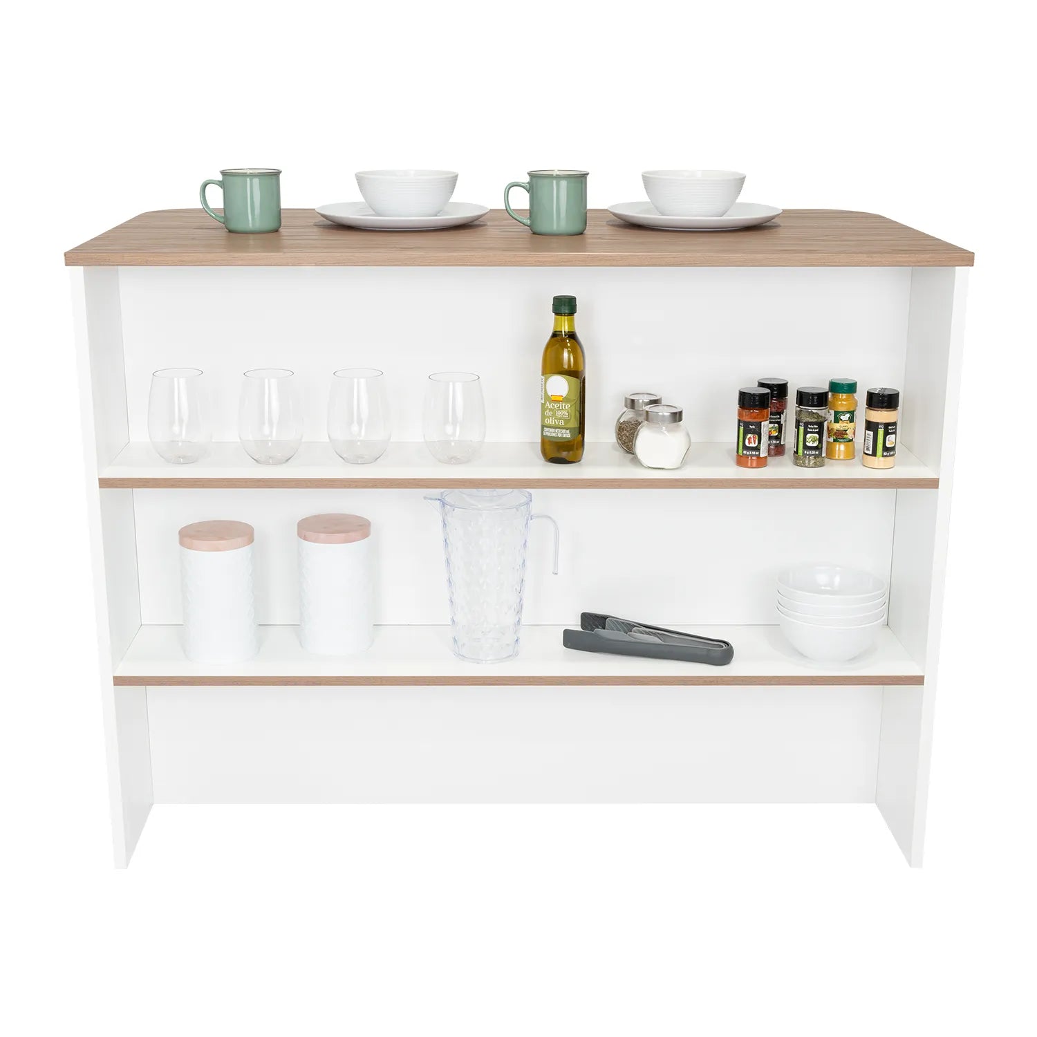 Barra Auxiliar De Cocina Fendi - Blanco Marquez / Castaño