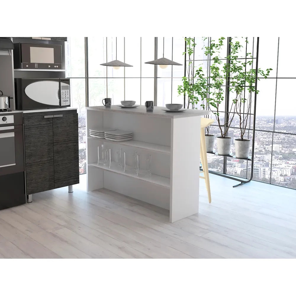 Barra Auxiliar De Cocina Fendi - Cemento / Blanco
