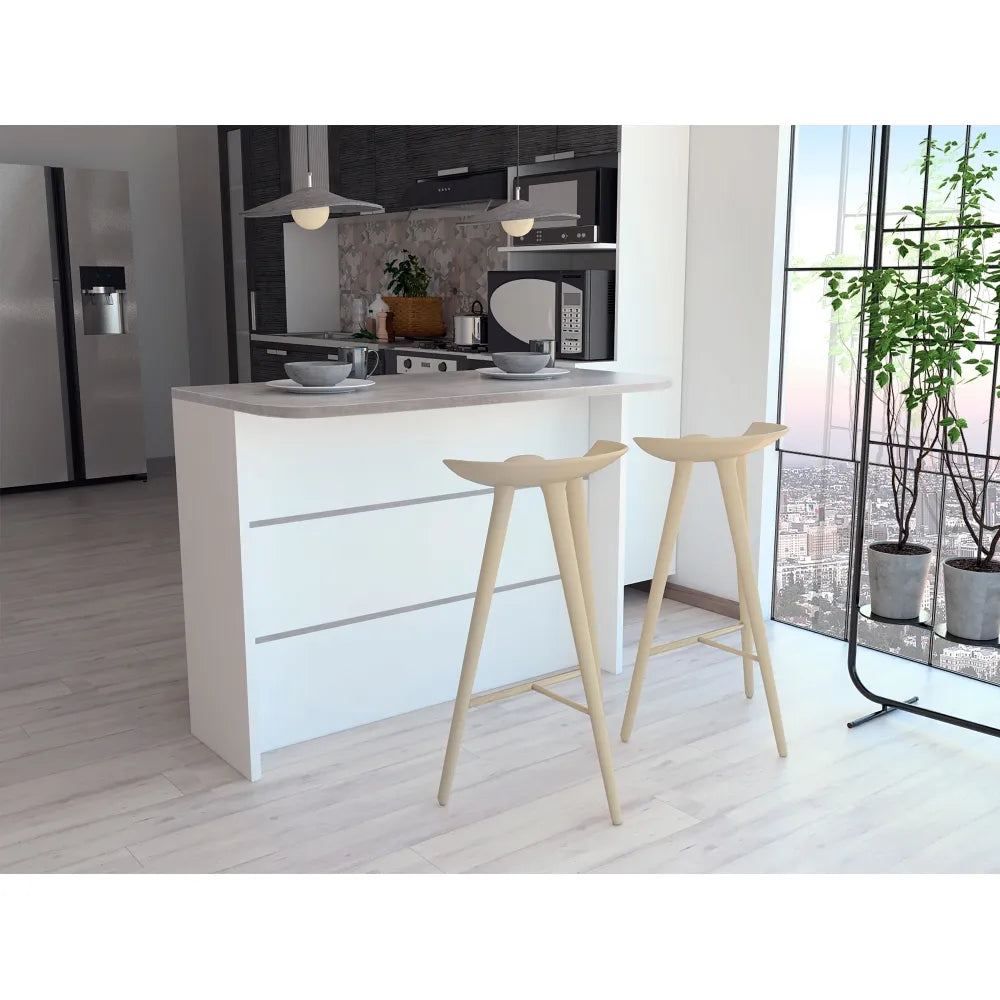Barra Auxiliar De Cocina Fendi - Cemento / Blanco