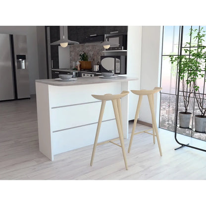 Barra Auxiliar De Cocina Fendi - Cemento / Blanco