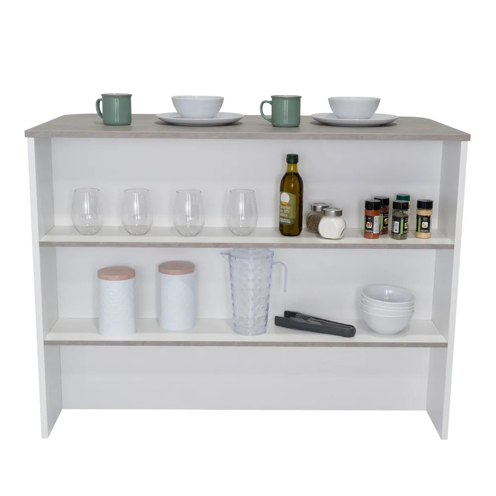 Barra Auxiliar De Cocina Fendi - Cemento / Blanco
