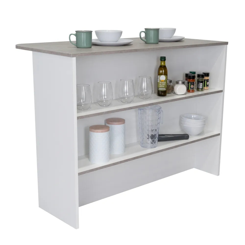 Barra Auxiliar De Cocina Fendi - Cemento / Blanco