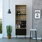 Bar Alto Audra, Duna, Wengue y Negro, con amplio espacio para botellas y portacopas - vista 1