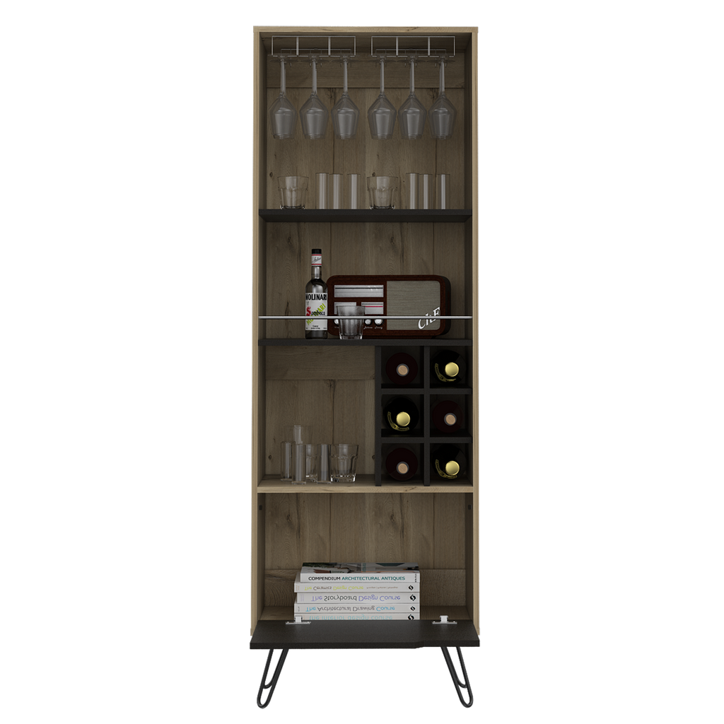 Bar Alto Audra, Duna, Wengue y Negro, con amplio espacio para botellas y portacopas - vista 5