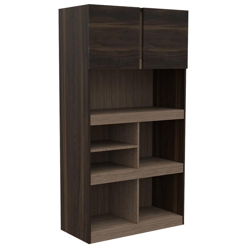 Biblioteca Office, Habano y Miel, con dos puertas batientes y entrepaños para colocar objetos - vista 1