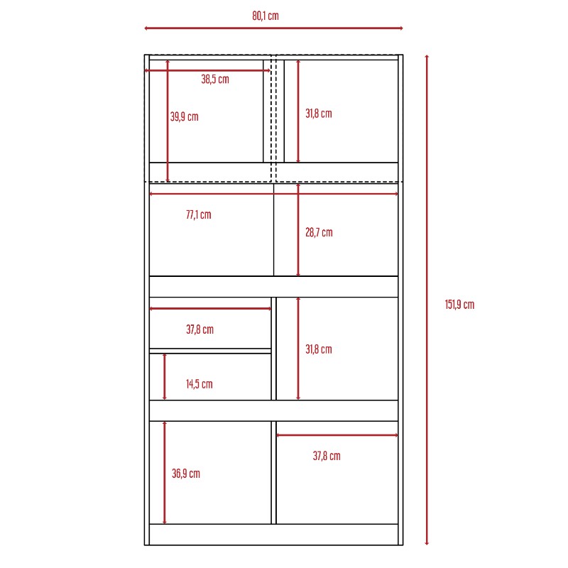 Biblioteca Office, Habano y Miel, con dos puertas batientes y entrepaños para colocar objetos - vista 8
