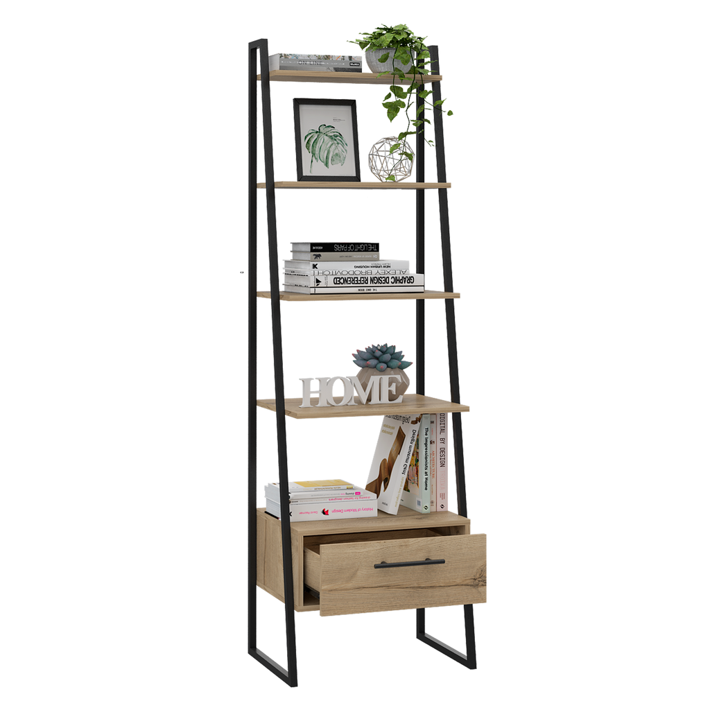 Biblioteca Escalera Magnum, Duna, con cajón deslizable y entrepaños para colocar objetos - vista 1