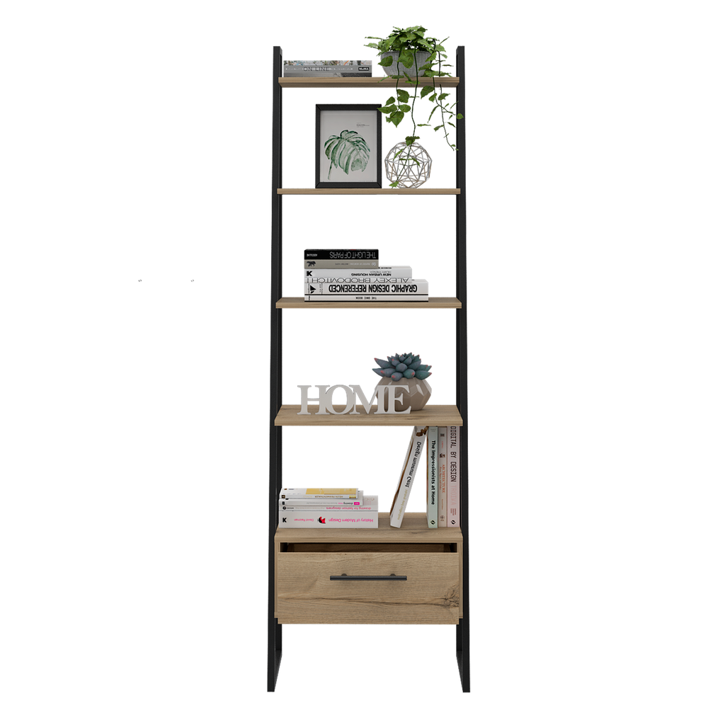 Biblioteca Escalera Magnum, Duna, con cajón deslizable y entrepaños para colocar objetos - vista 4
