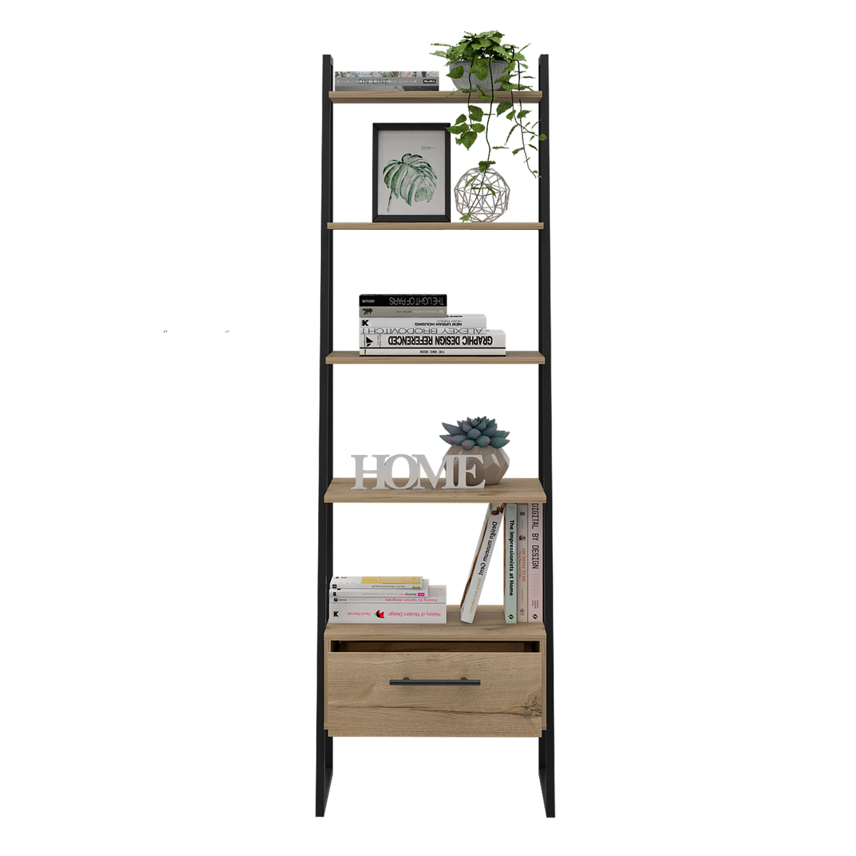Biblioteca Escalera Magnum, Duna, con cajón deslizable y entrepaños para colocar objetos - vista 4