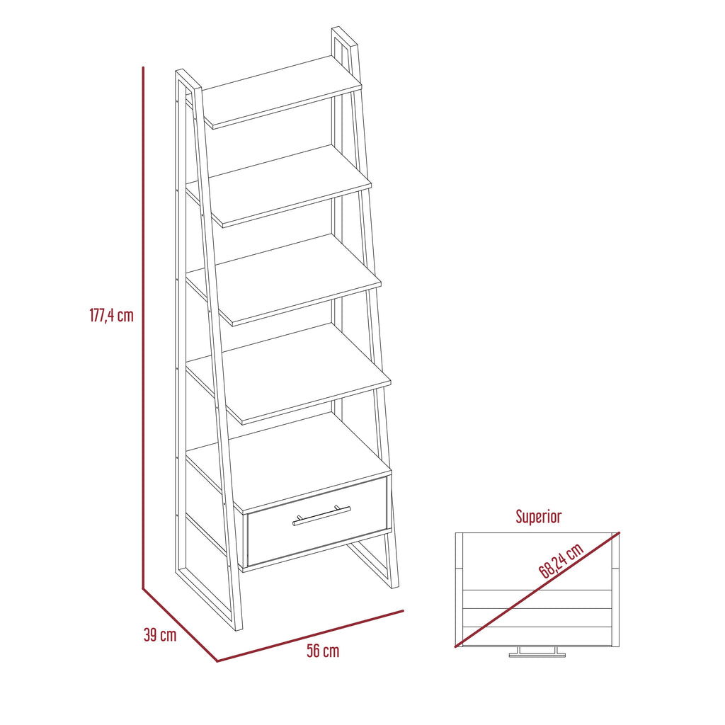 Biblioteca Escalera Magnum, Duna, con cajón deslizable y entrepaños para colocar objetos - vista 8