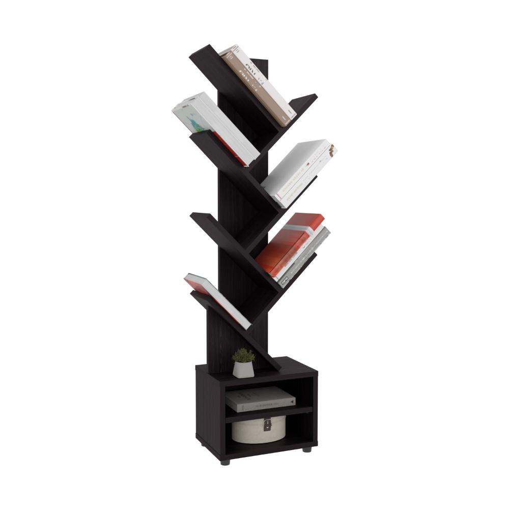 Librero Kingstree, Wengue, con multiples espacios para ubicar objetos decorativos - vista 1