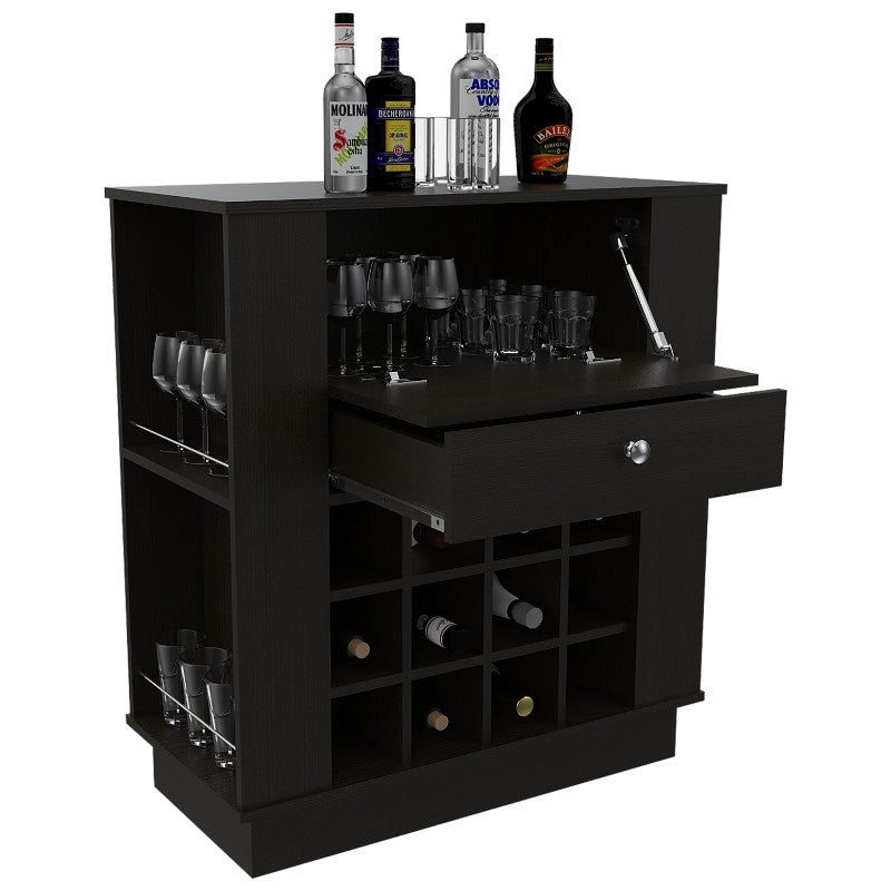 Bar New York, Wengue, con espacio para organizar botellas de vino y copas - vista 3