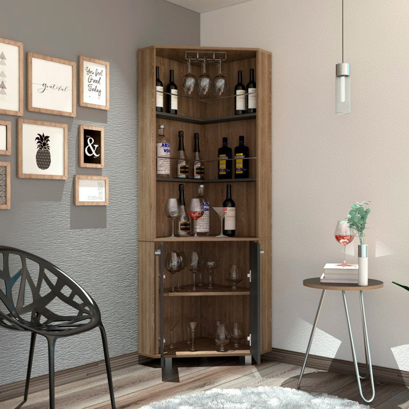 Bar Alto Esquinero, Carmenere, Miel y Plomo, con amplio espacio para botellas y portacopas - vista 2