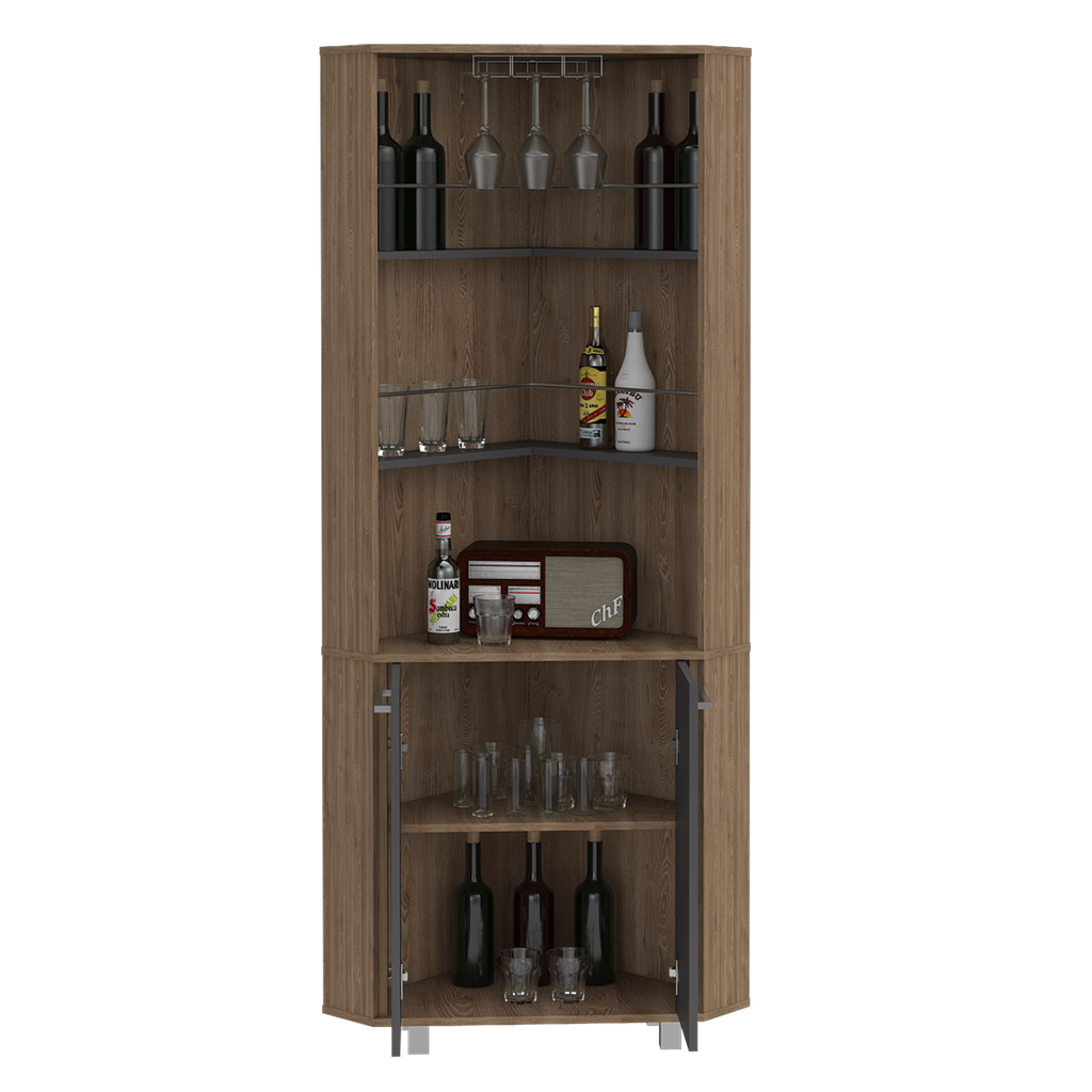 Bar Alto Esquinero, Carmenere, Miel y Plomo, con amplio espacio para botellas y portacopas - vista 6