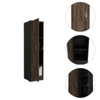 Biblioteca Home Office, Negro Soft y Coñac, con una puerta batiente y entrepaños para colocar objetos - vista 5