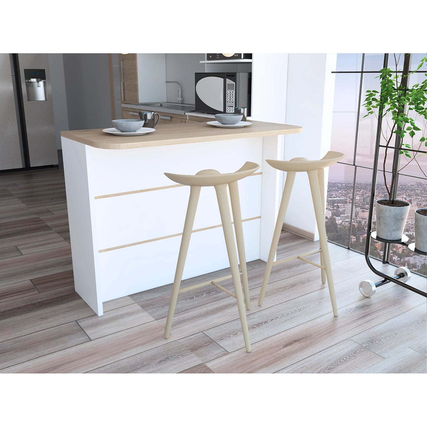 Barra Auxiliar De Cocina Fendi - Rovere / Blanco