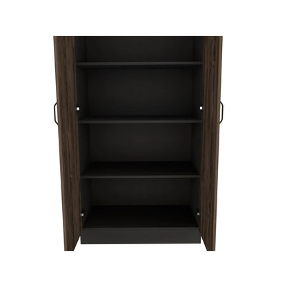 Biblioteca 2 Puertas Completas + 4 Repisas Home Office - Negro Soft / Coñac