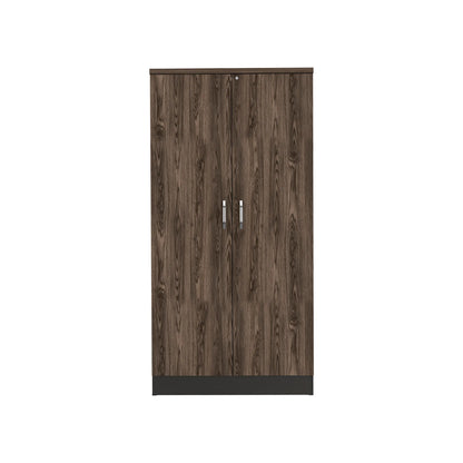 Biblioteca 2 Puertas Completas + 4 Repisas Home Office - Negro Soft / Coñac
