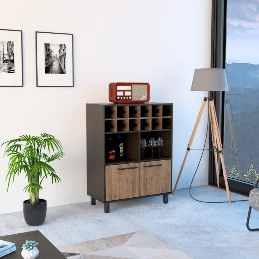 Bar Kaia, Wengue y Miel, con amplio espacio para almacenamiento y patas metálicas - vista 2