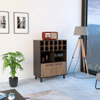 Bar Kaia, Wengue y Miel, con amplio espacio para almacenamiento y patas metálicas - vista 2