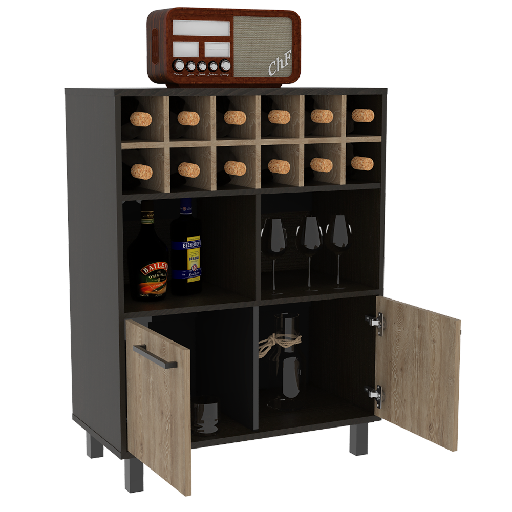 Bar Kaia, Wengue y Miel, con amplio espacio para almacenamiento y patas metálicas - vista 4