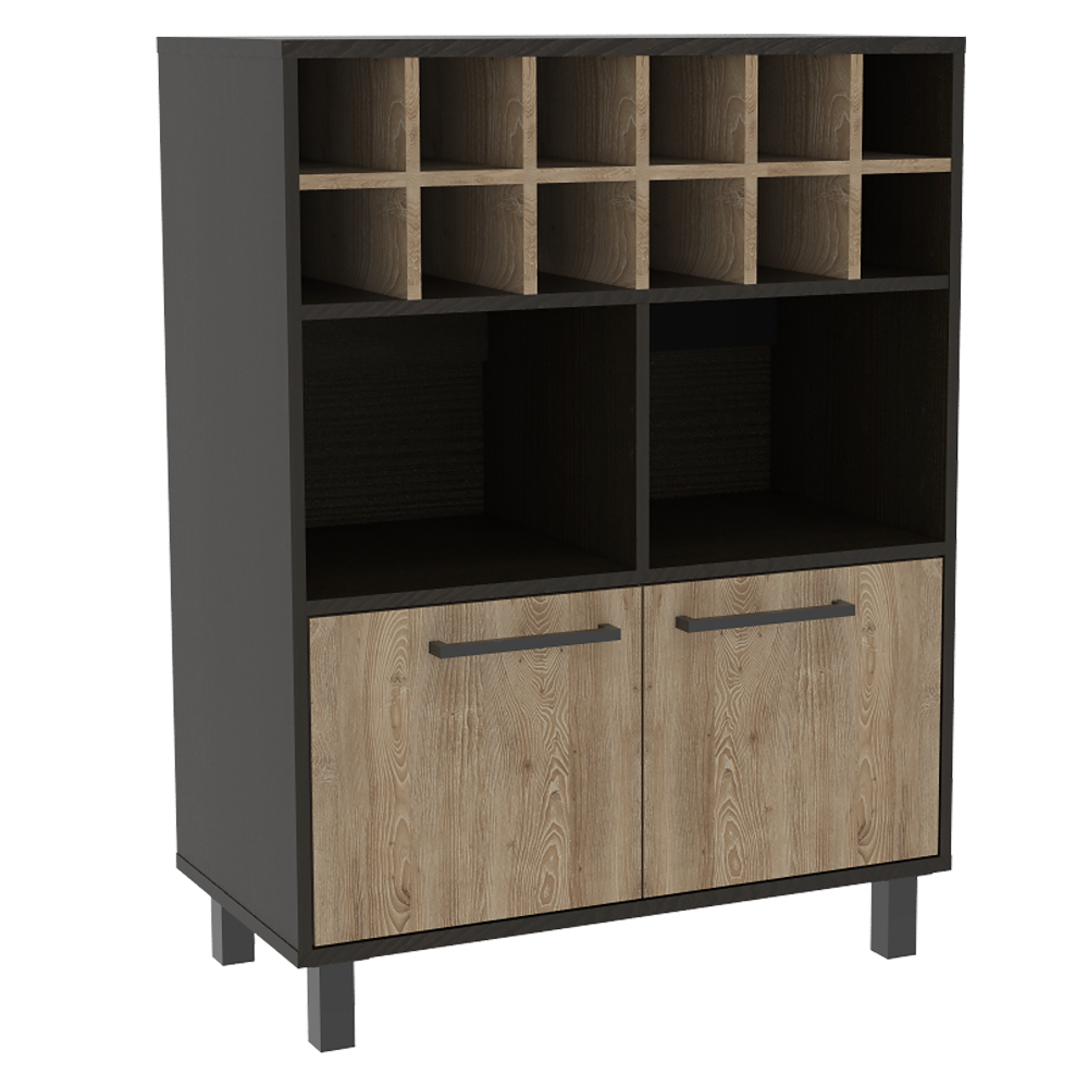 Bar Kaia, Wengue y Miel, con amplio espacio para almacenamiento y patas metálicas - vista 1