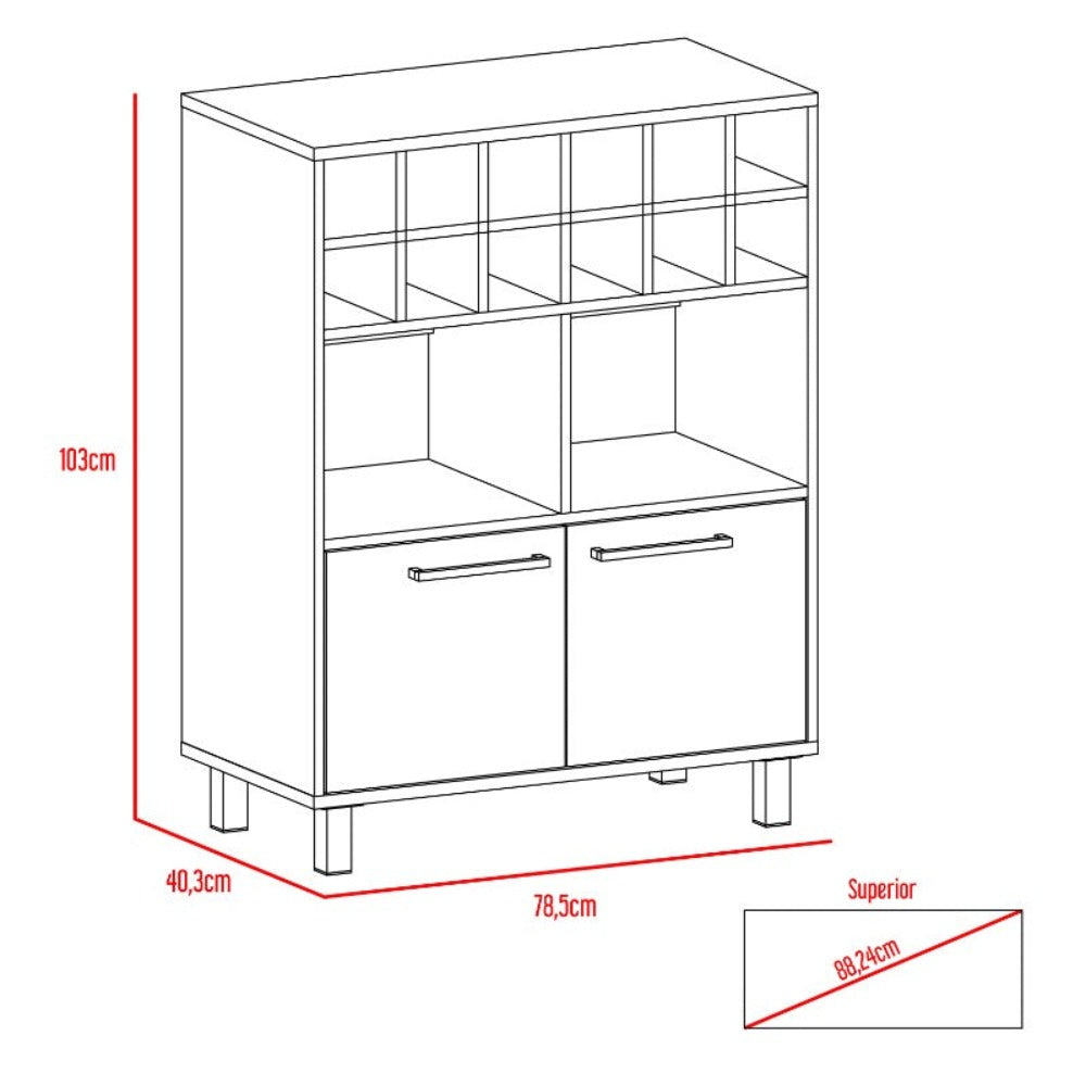 Bar Kaia, Wengue y Miel, con amplio espacio para almacenamiento y patas metálicas - vista 7