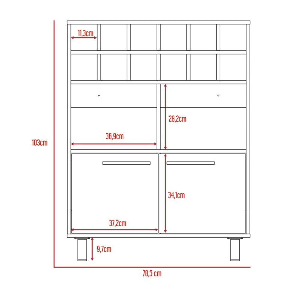 Bar Kaia, Wengue y Miel, con amplio espacio para almacenamiento y patas metálicas - vista 8