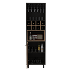 Bar Alto Kaia, Wengue y Miel, con una puerta batiente y amplio espacio para botellas y copas - vista 5