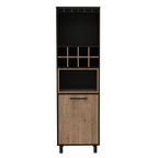 Bar Alto Kaia, Wengue y Miel, con una puerta batiente y amplio espacio para botellas y copas - vista 6