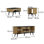 Mons Tokio Rack TV + Mesa de Centro + Mesa Lateral Negro Mate