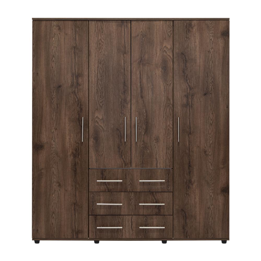 Closet Fontana, Nogal y Blanco, con Cuatro Puertas Abatibles y Tres Cajones Organizadores - vista 5