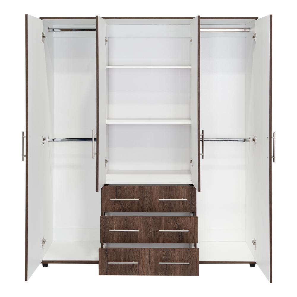 Closet Fontana, Nogal y Blanco, con Cuatro Puertas Abatibles y Tres Cajones Organizadores - vista 8