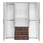 Closet Fontana, Nogal y Blanco, con Cuatro Puertas Abatibles y Tres Cajones Organizadores - vista 8