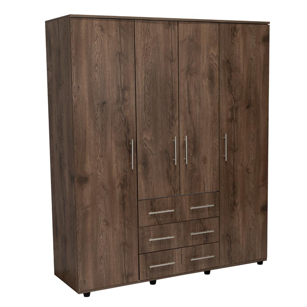 Closet Fontana, Nogal y Blanco, con Cuatro Puertas Abatibles y Tres Cajones Organizadores - vista 3