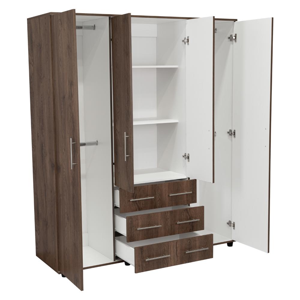 Closet Fontana, Nogal y Blanco, con Cuatro Puertas Abatibles y Tres Cajones Organizadores - vista 7
