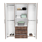 Closet Fontana, Nogal y Blanco, con Cuatro Puertas Abatibles y Tres Cajones Organizadores - vista 6