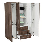 Closet Fontana, Nogal y Blanco, con Cuatro Puertas Abatibles y Tres Cajones Organizadores - vista 4