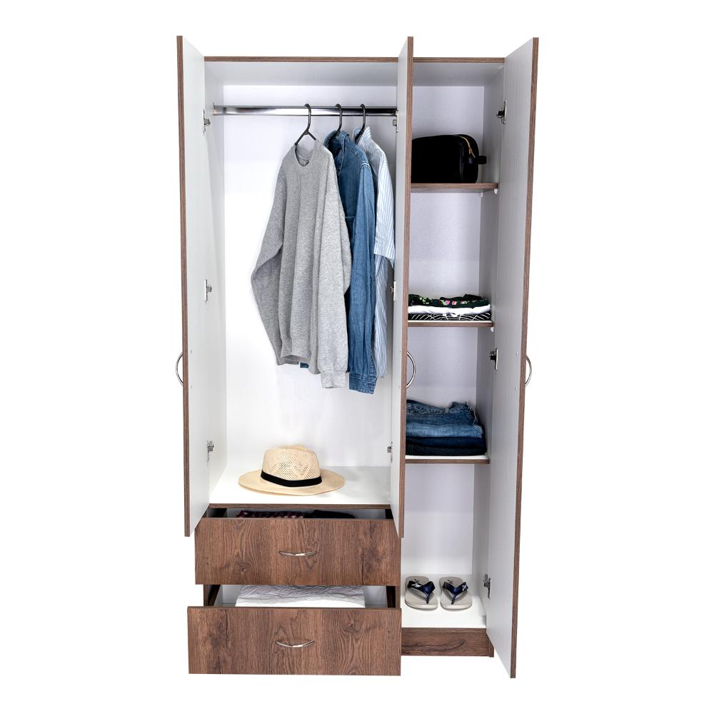 Closet América, Nogal y Blanco, con Dos Cajones y Variedad de Entrepaños - vista 4