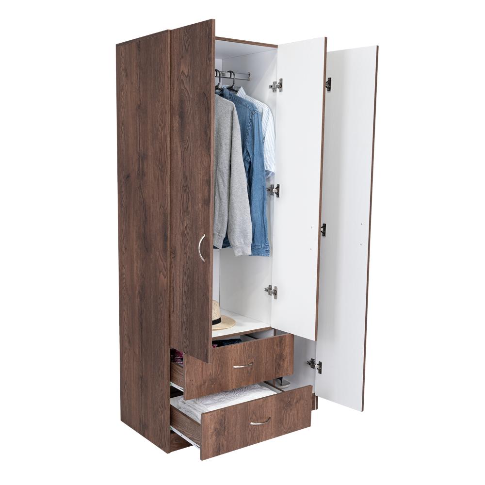 Closet América, Nogal y Blanco, con Dos Cajones y Variedad de Entrepaños - vista 3