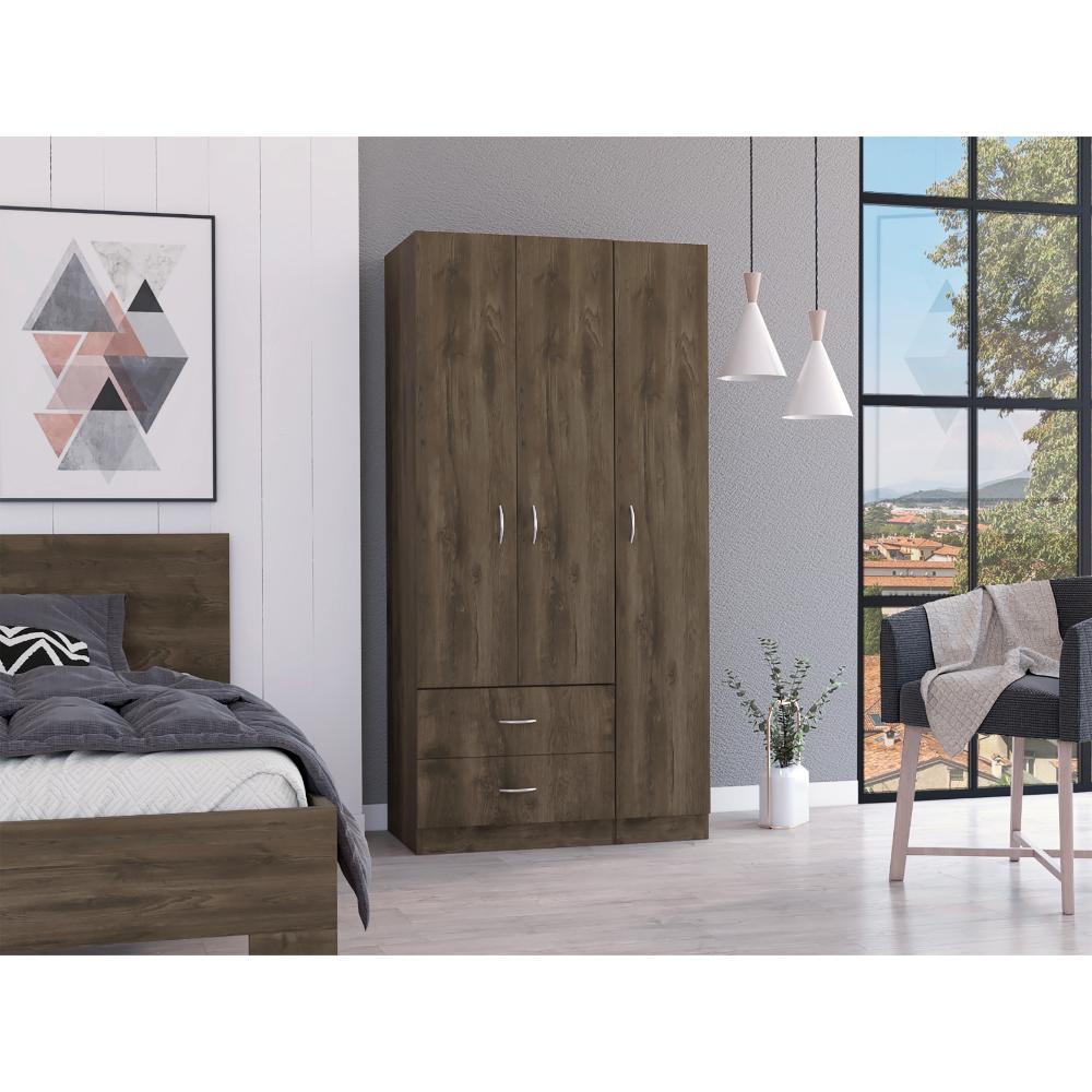 Closet América, Nogal y Blanco, con Dos Cajones y Variedad de Entrepaños - vista 1