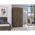 Closet América, Nogal y Blanco, con Dos Cajones y Variedad de Entrepaños - vista 1