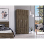 Closet América, Nogal y Blanco, con Dos Cajones y Variedad de Entrepaños - vista 1