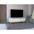 Rack Tv 80" Woodall Dos Puertas Un Cajon, Color Blanco Y Fresno - vista 1