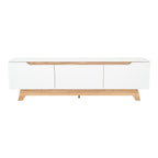 Rack Tv 80" Woodall Dos Puertas Un Cajon, Color Blanco Y Fresno - vista 5