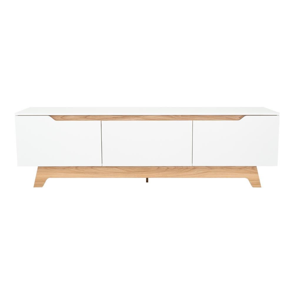 Rack Tv 80" Woodall Dos Puertas Un Cajon, Color Blanco Y Fresno - vista 5